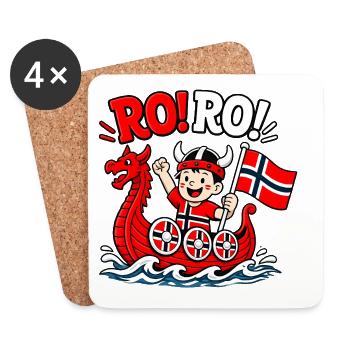 Ro Ro Drôle Norvégien Dessin animé Viking Norvégien Enfants Norvégiens - Dessous de verre (lot de 4) - blanc - Devant