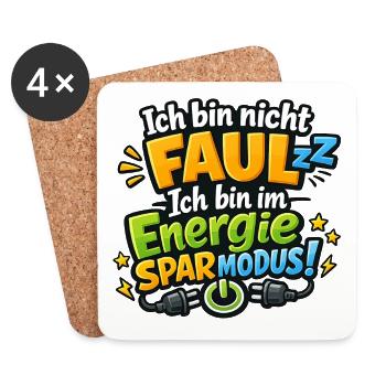Ich bin nicht faul, ich bin im Sparmodus - Untersetzer (4er-Set) - Weiß - Vorne