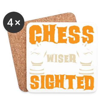 Échiquier des joueurs d’échecs - Dessous de verre (lot de 4) - blanc - Devant