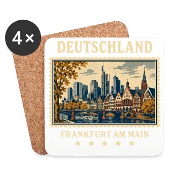 Deutschland Frankfurt Vintage Reisemarke - Untersetzer (4er-Set) - Weiß - Vorne