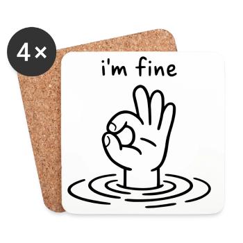 I'm fine - Hand Ok Zeichen - Untersetzer (4er-Set) - Weiß - Vorne