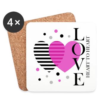 Heart_to_Heart - Dessous de verre (lot de 4) - blanc - Devant