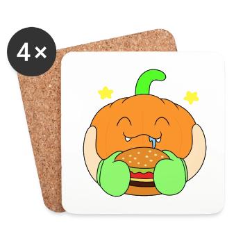 Citrouille mange un burger - Dessous de verre (lot de 4) - blanc - Devant