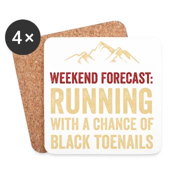 Prévisions du week-end : Course avec une chance de T noir - Dessous de verre (lot de 4) - blanc - Devant