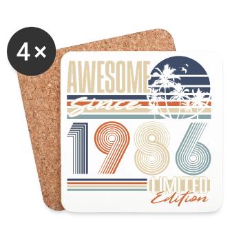 1986 Jahrgang Vintage Geburtstag Geschenk Retro - Untersetzer (4er-Set) - Weiß - Vorne