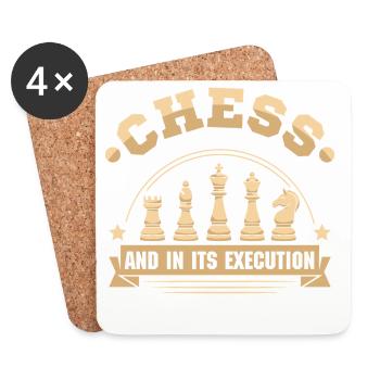 Échiquier des joueurs d’échecs - Dessous de verre (lot de 4) - blanc - Devant