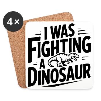 Je me battais contre un dinosaure - Dessous de verre (lot de 4) - blanc - Devant