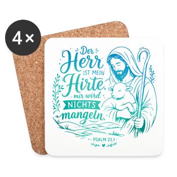 Der Herr ist mein Hirte Psalm 23 - Untersetzer (4er-Set) - Weiß - Vorne