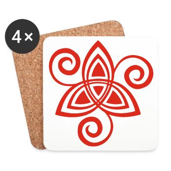 Fleur celtique (rouge) - Dessous de verre (lot de 4) - blanc - Devant
