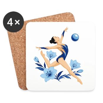Acrobate bleu avec des fleurs - Dessous de verre (lot de 4) - blanc - Devant