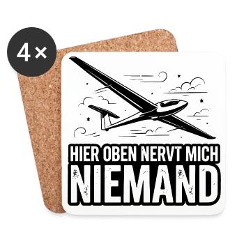  Hier Oben Nervt Mich Niemand Segelflieger Pilot - Untersetzer (4er-Set) - Weiß - Vorne