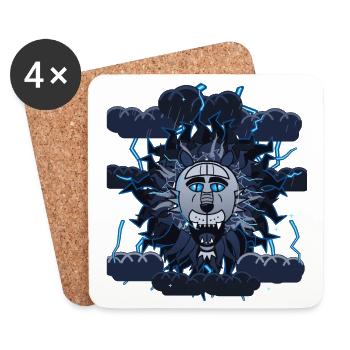 Blitzmond Wolf Design - Untersetzer (4er-Set) - Weiß - Vorne