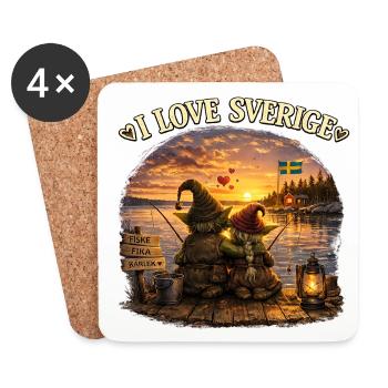 Verliebt in Schweden - Untersetzer (4er-Set) - Weiß - Vorne