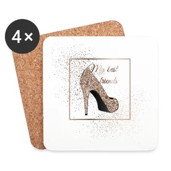 Glitzernder High Heel für beste Freundinnen - Untersetzer (4er-Set) - Weiß - Vorne