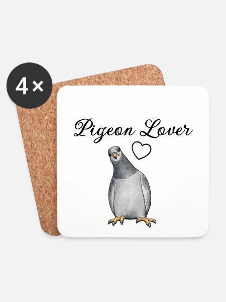 Pigeon Heart Illustration On Black - Coasters (set of 4) - white