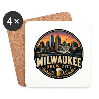 Milwaukee Brew City Wisconsin Vintage-Bier-Emblem - Untersetzer (4er-Set) - Weiß - Vorne