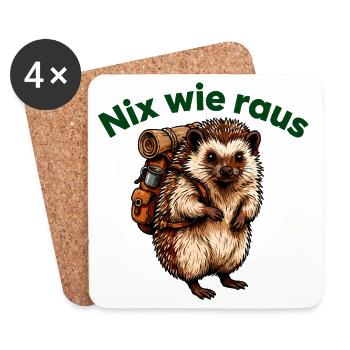 Igel mit Rucksack - Untersetzer (4er-Set) - Weiß - Vorne
