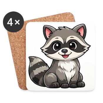 Kuschelraccoon Illustration - Untersetzer (4er-Set) - Weiß - Vorne