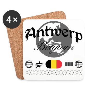 Souvenir de voyage Anvers pour la Belgique - Dessous de verre (lot de 4) - blanc - Devant