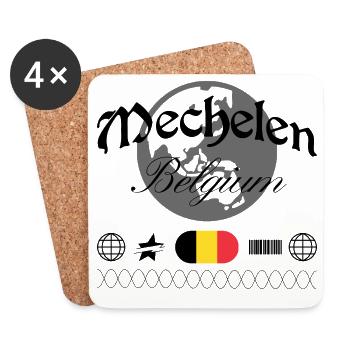 Mecheln Belgien Streetwear Reise Souvenir - Untersetzer (4er-Set) - Weiß - Vorne