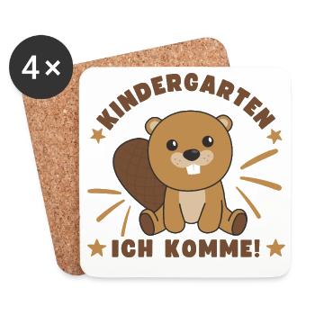 Kindergarten Ich Komme Kindergartenkind Biber - Untersetzer (4er-Set) - Weiß - Vorne