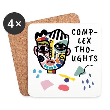 Complex Thoughts Abstract Face Illustration - Coasters (set of 4) - white - Front