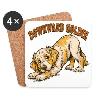 Cadeau de yoga mignon pour un Golden Retriever - Dessous de verre (lot de 4) - blanc - Devant