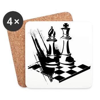 Dame et roi d’échecs - Dessous de verre (lot de 4) - blanc - Devant