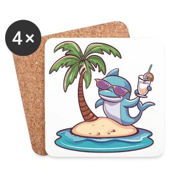 Dolphin Summer Holidays - Coasters (set of 4) - white - Front