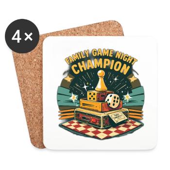 Champion de la soirée de jeux en famille - Dessous de verre (lot de 4) - blanc - Devant