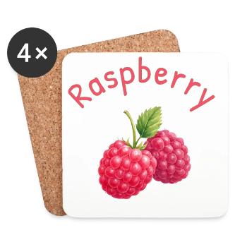 Illustration de texte couronné de framboise pour un vêtement - Dessous de verre (lot de 4) - blanc - Devant