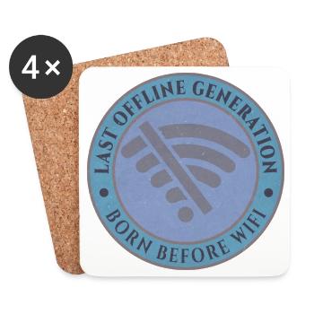 Dernière génération hors ligne – Nés avant le WiFi - Dessous de verre (lot de 4) - blanc - Devant