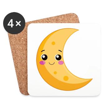 Süßer Moon - Untersetzer (4er-Set) - Weiß - Vorne
