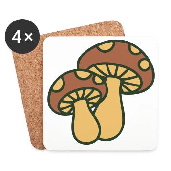 Illustration de la nature des champignons - Dessous de verre (lot de 4) - blanc - Devant