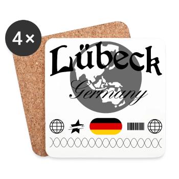 Lübeck Deutschland Streetwear Reise Souvenir - Untersetzer (4er-Set) - Weiß - Vorne