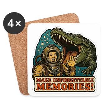 Vintage Diver et Crocodile Graphic - Dessous de verre (lot de 4) - blanc - Devant