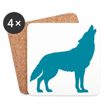 Wolf Silhouette - Untersetzer (4er-Set) - Weiß - Vorne