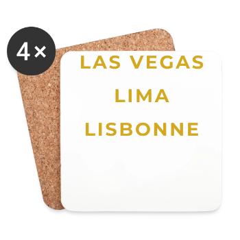 Langogne Lozère - Las Vegas - Lima - Lisbonne - Dessous de verre (lot de 4) - blanc - Devant