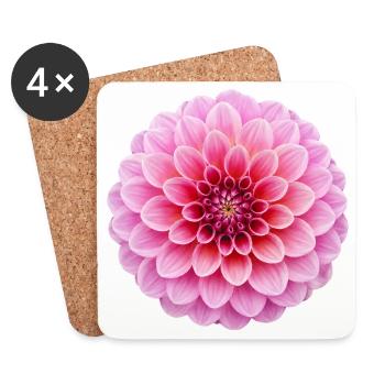 Motif floral botanique de la fleur de dahlia rose - Dessous de verre (lot de 4) - blanc - Devant