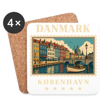 Dänemark Kopenhagen Vintage Reisemarke - Untersetzer (4er-Set) - Weiß - Vorne