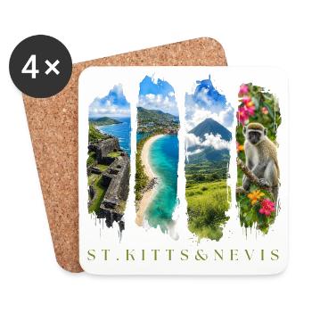 Voyage à Saint-Christophe-Nevis – Île des Caraïbes et culture - Dessous de verre (lot de 4) - blanc - Devant