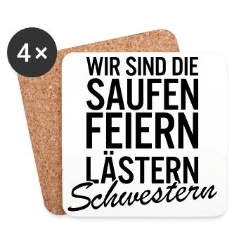 Wir sind die Laesterschwestern Shirt - Untersetzer (4er-Set) - Weiß - Vorne
