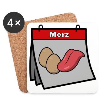 Merz Leck Eier – Political Satire Motif - Coasters (set of 4) - white - Front