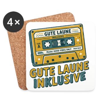 Vintage Musikkassette – Gute Laune inklusive - Untersetzer (4er-Set) - Weiß - Vorne
