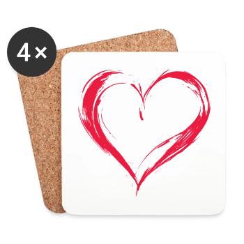 Cœur - Dessous de verre (lot de 4) - blanc - Devant