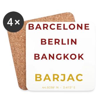 Barjac Lozère - Barcelone - Berlin - Bangkok - Dessous de verre (lot de 4) - blanc - Devant