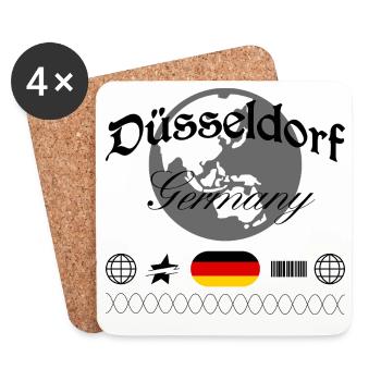 Düsseldorf Deutschland Streetwear Reise Souvenir - Untersetzer (4er-Set) - Weiß - Vorne