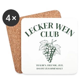 Lecker Wein Club Weinliebhaber Design Geschenk - Untersetzer (4er-Set) - Weiß - Vorne