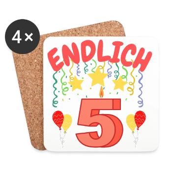 Endlich 5 - Untersetzer (4er-Set) - Weiß - Vorne