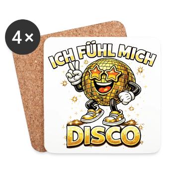 Ich fühl mich Disco Retro 70s Spruch - Untersetzer (4er-Set) - Weiß - Vorne